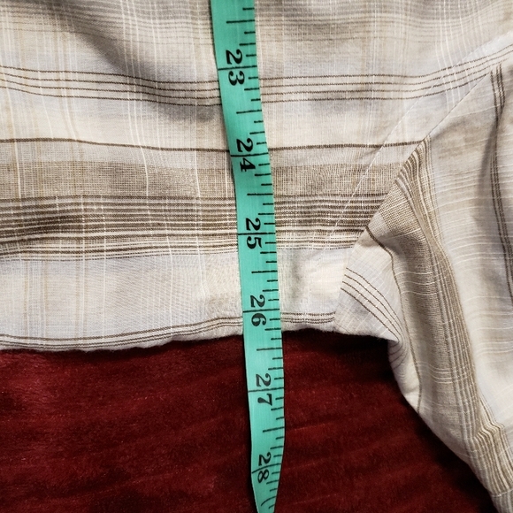 Van Heusen Beige Plaid Casual Button Down Shirt - Picture 3 of 4